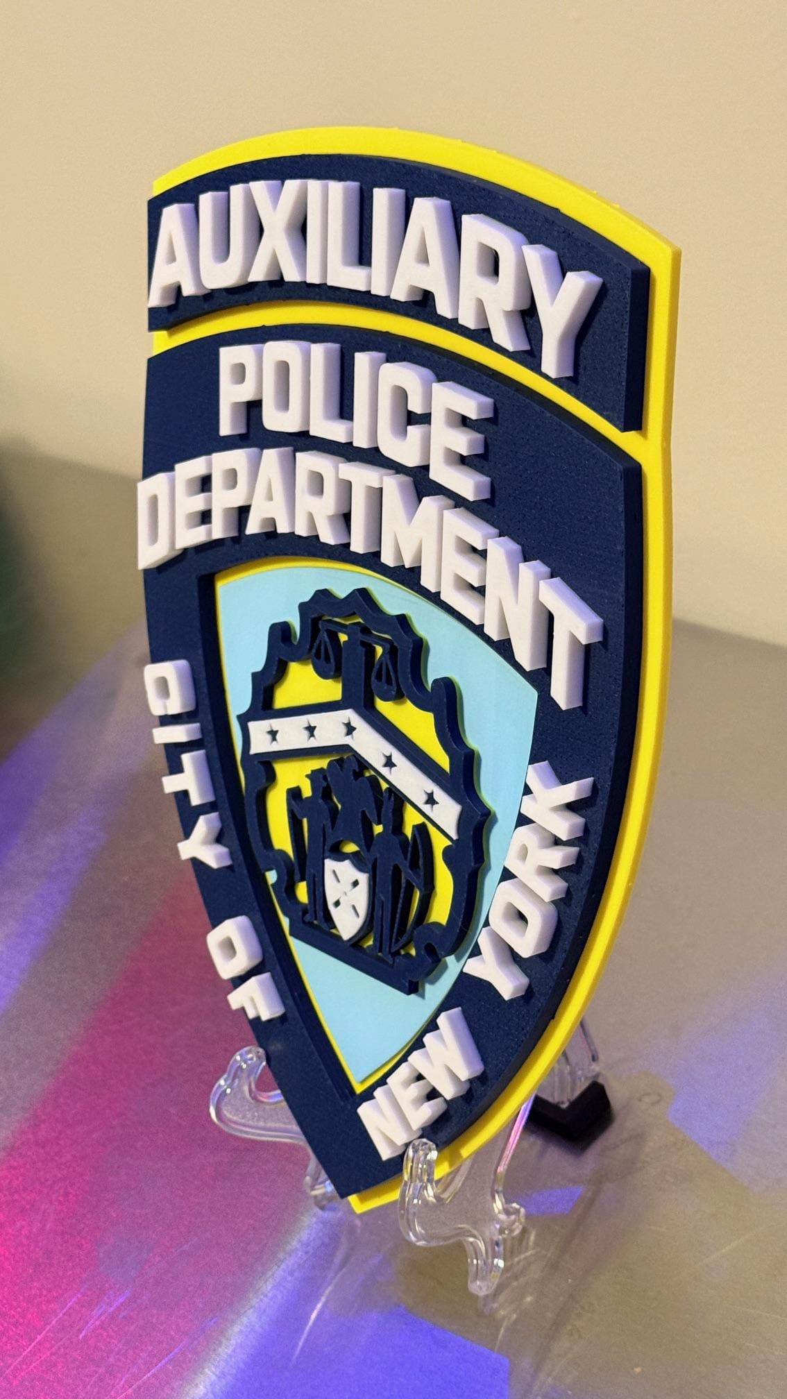 NYPD Auxiliary 3D Embossed Display Plaque: NYC Police Department Display Plaque