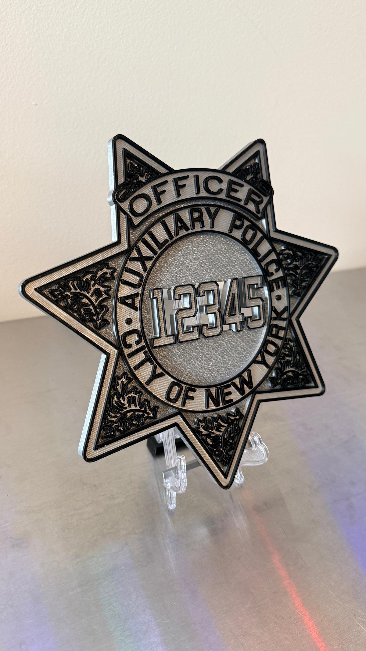 NYPD Auxiliary Police Officer Shield Plaque: 3D Embossed First Responder Display Plaque