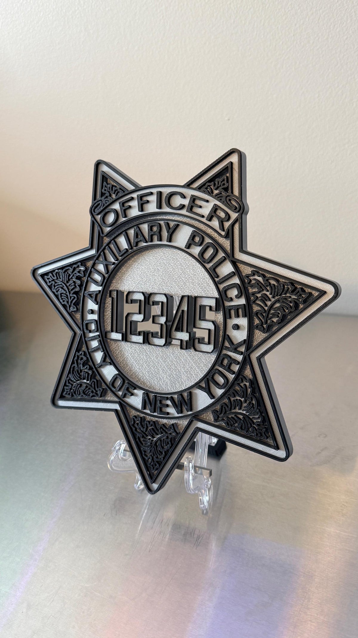 NYPD Auxiliary Police Officer Shield Plaque: 3D Embossed First Responder Display Plaque