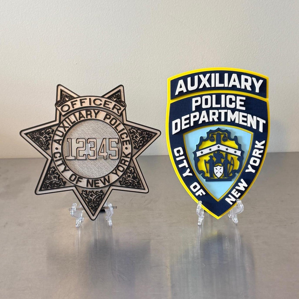 NYPD Auxiliary Police Officer Shield Plaque: 3D Embossed First Responder Display Plaque