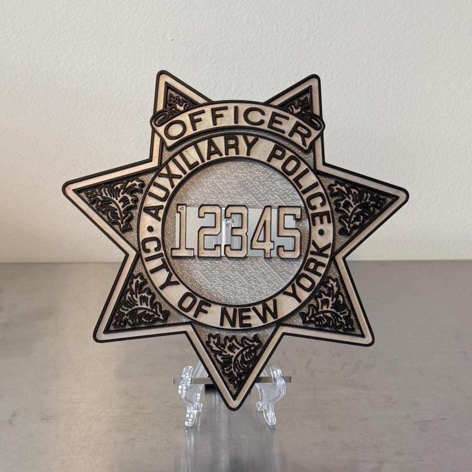 NYPD Auxiliary Police Officer Shield Plaque: 3D Embossed First Responder Display Plaque