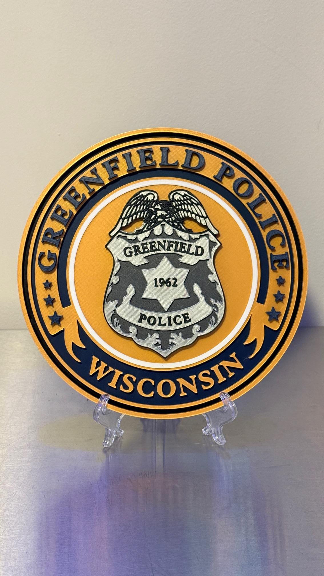 Greenfield Police Department 3D Embossed Plaque: First Responder Display Plaque Wisconsin
