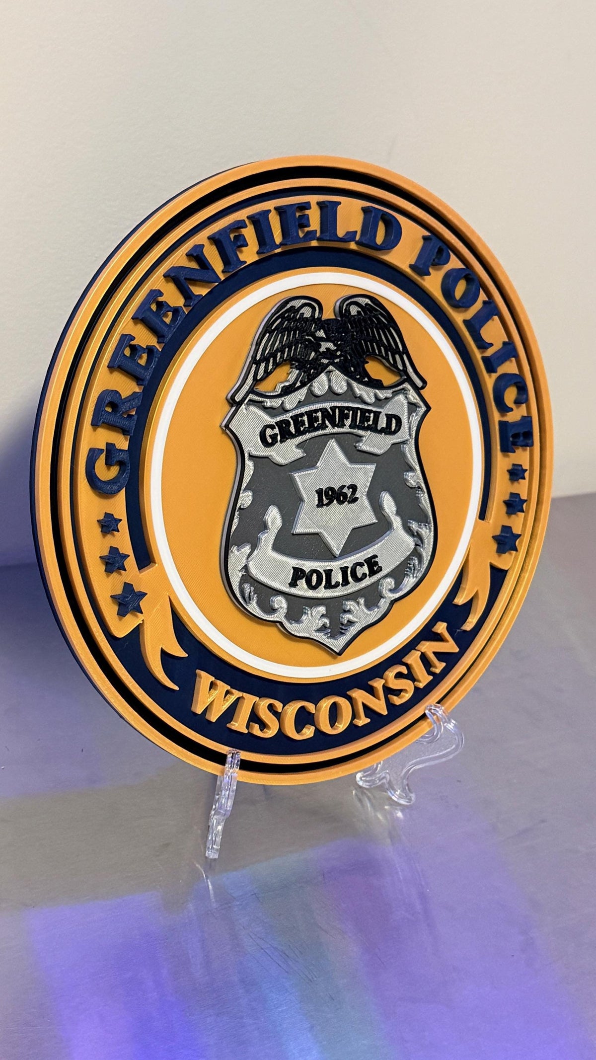 Greenfield Police Department 3D Embossed Plaque: First Responder Display Plaque Wisconsin