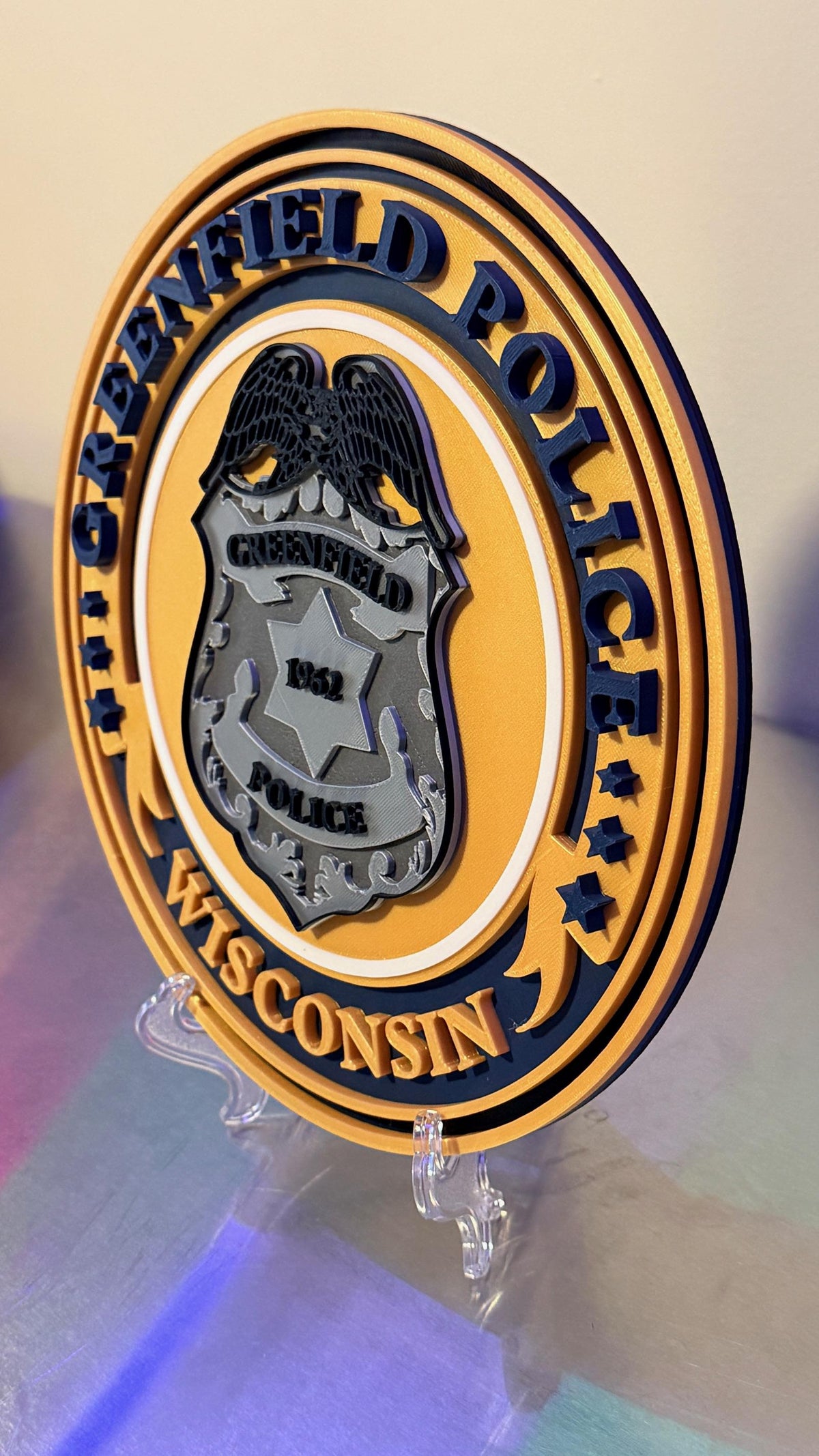 Greenfield Police Department 3D Embossed Plaque: First Responder Display Plaque Wisconsin