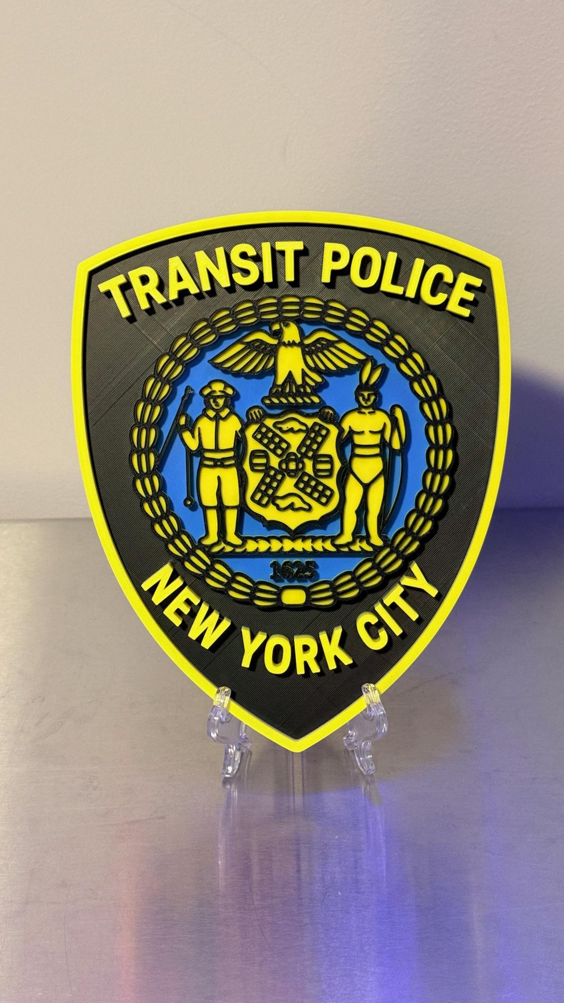 New York City Transit Police 3D Embossed Display Plaque: NYC Police Department Display Plaque