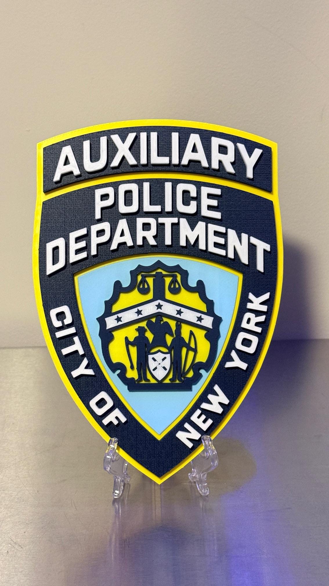 NYPD Auxiliary 3D Embossed Display Plaque: NYC Police Department Display Plaque