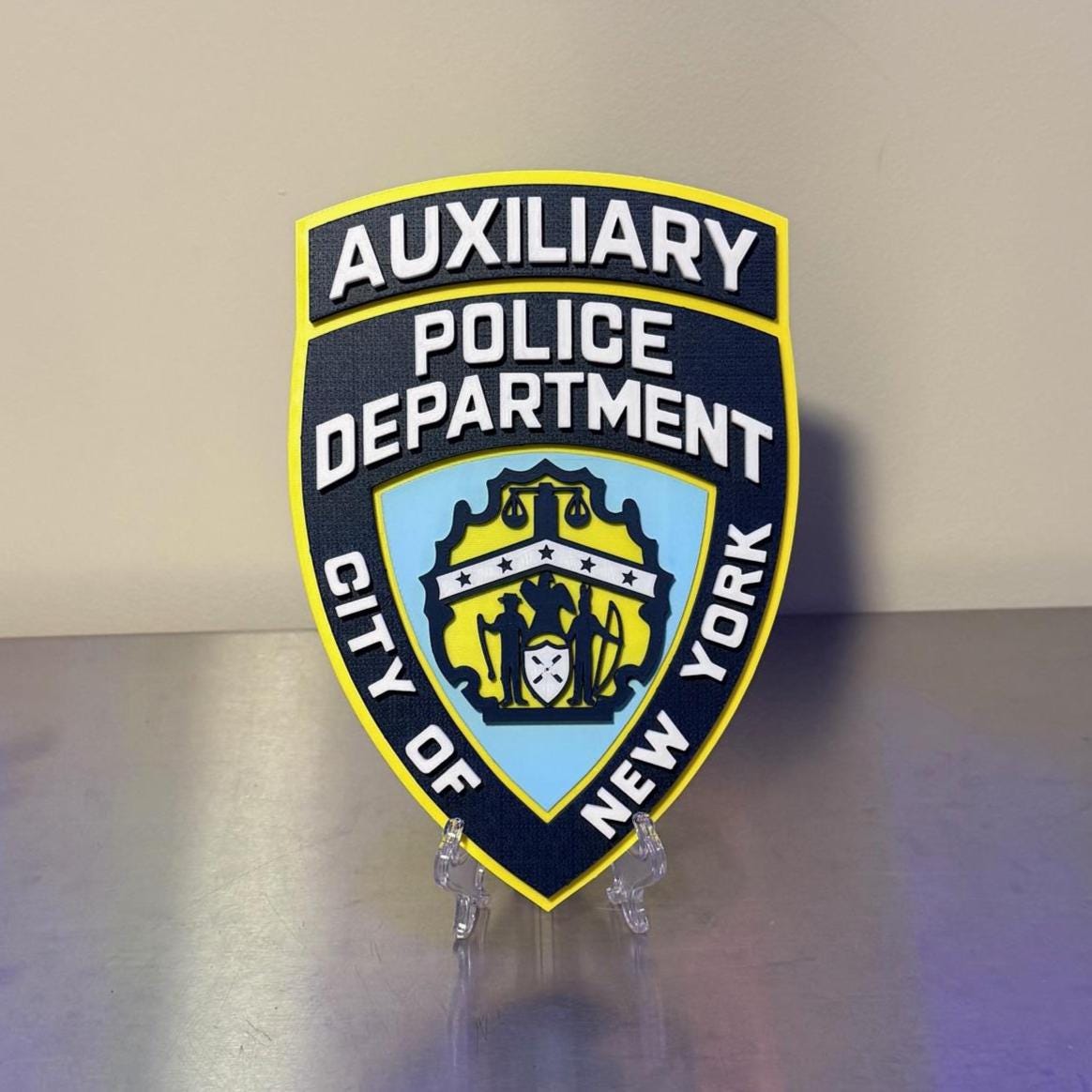 NYPD Auxiliary 3D Embossed Display Plaque: NYC Police Department Display Plaque