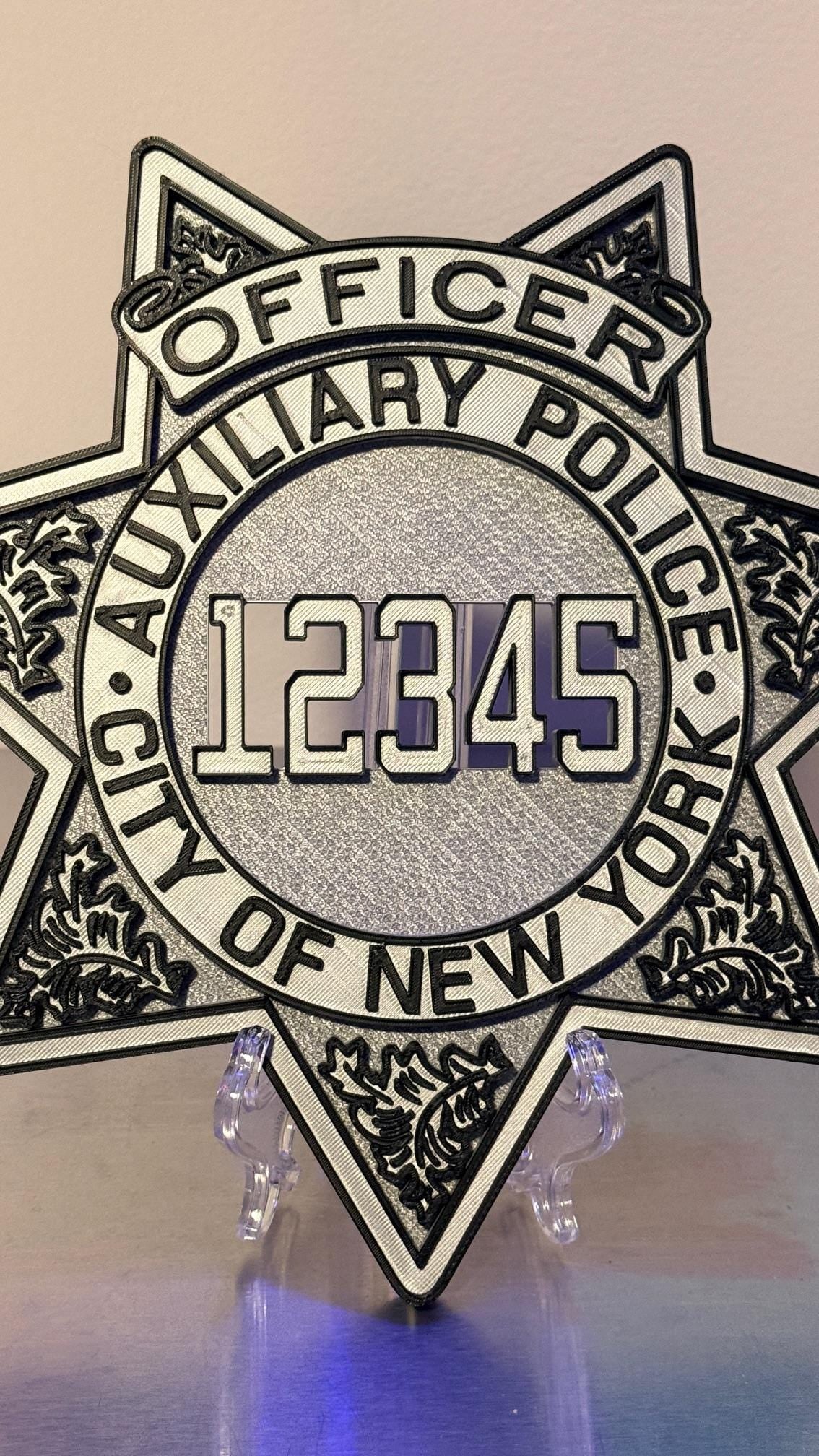 NYPD Auxiliary Police Officer Shield Plaque: 3D Embossed First Responder Display Plaque