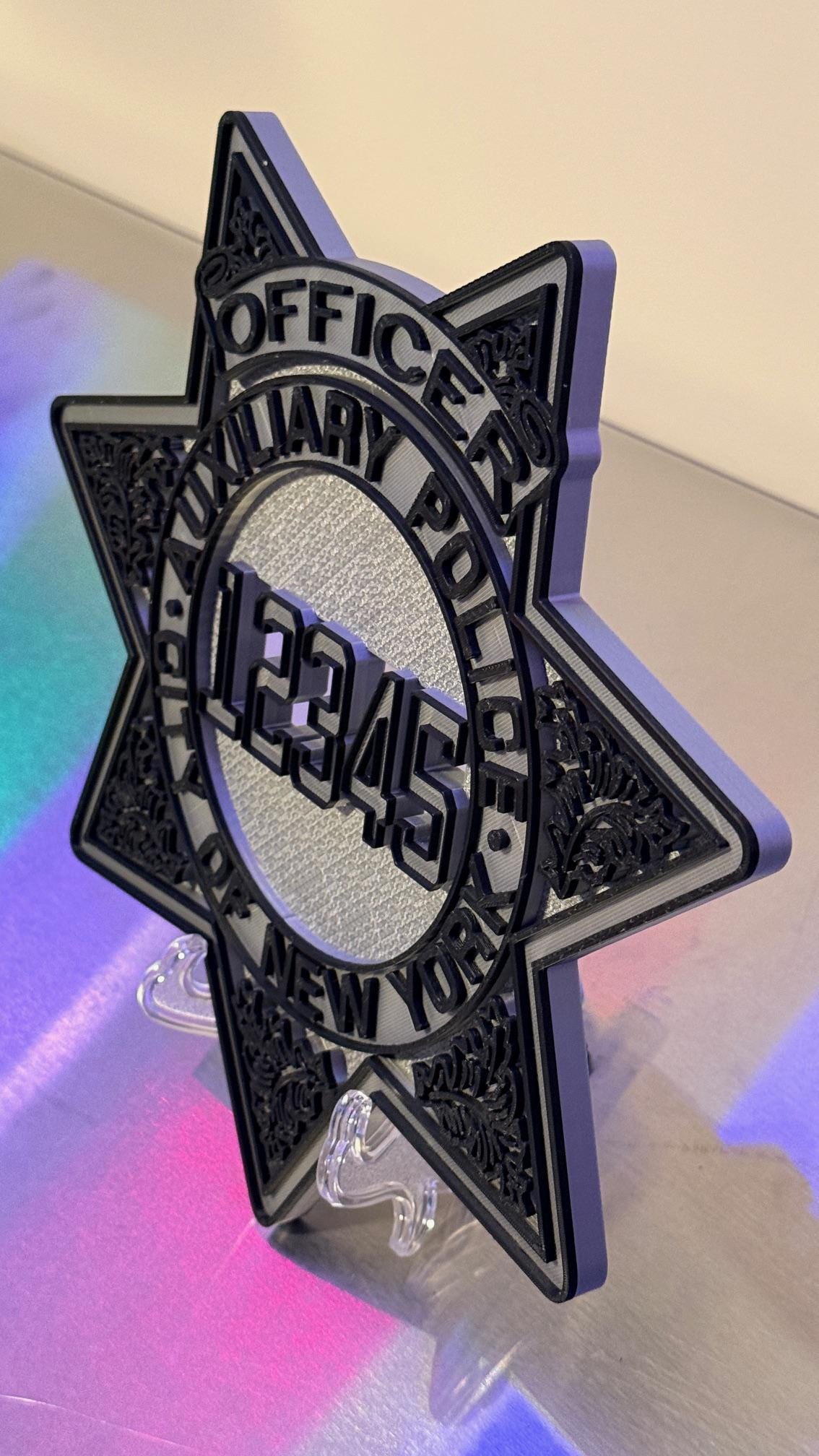 NYPD Auxiliary Police Officer Shield Plaque: 3D Embossed First Responder Display Plaque