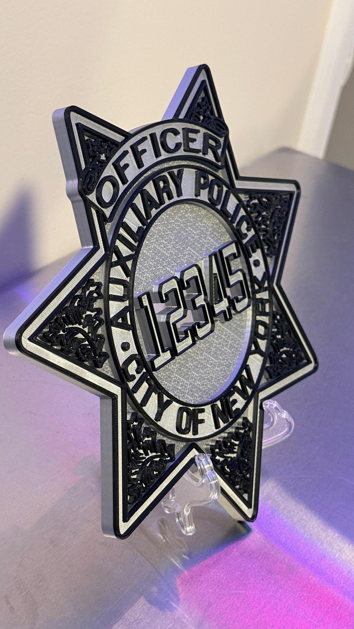 NYPD Auxiliary Police Officer Shield Plaque: 3D Embossed First Responder Display Plaque