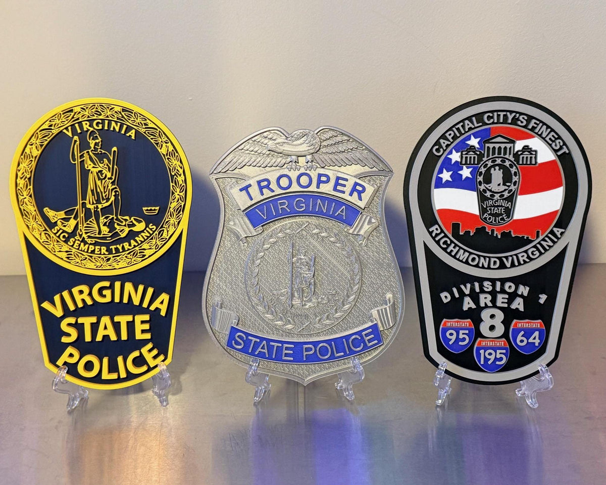 Virginia State Police 3D Badge Display Plaque First Responder Display Plaque VA