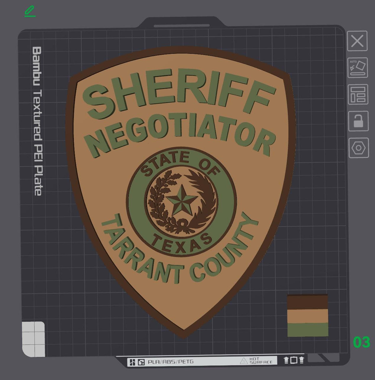 Tarrant County Sheriff NEGOTIATOR 3D Display Plaque, First Responder Display Plaque Texas