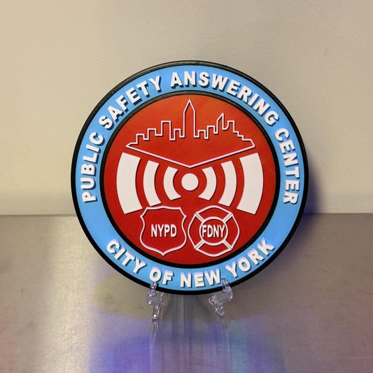 Public Safety Answering Center PSAC - City Of New York | FDNY | NYPD | 3D Display Plaque | 9 inch with Stand