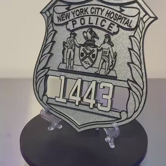 NYC Hospital Police Officer Shield Plaque: 3D Embossed First Responder Display Plaque